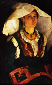 Vrouw in Sardijnse klederdracht, ca. 1875, door Michele Cammarano door Michele Cammarano