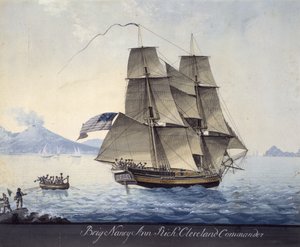 Brig Nancy Ann of Salem verlaat Napels, ca. 1810 (aquarel op papier)