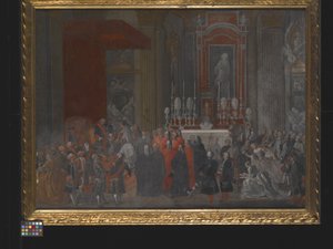 Een religieuze ceremonie bij de troonsbestijging van Ferdinand IV van Napels
