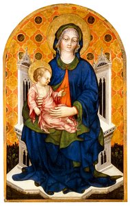De Madonna en Kind op de Troon