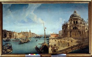 Uitzicht op de ingang van het Grote Kanaal en de Kerk van Salute in Venetië