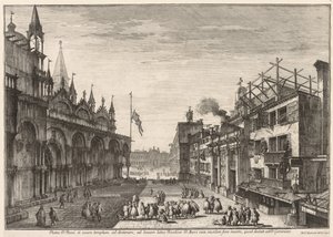 Gezichten van Venetië: Piazzetta S. Basso door Michele Marieschi