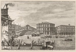 Gezichten van Venetië: De brug en markt van Rialto, 1741 door Michele Marieschi
