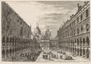 Gezichten van Venetië: De binnenplaats van het Dogepaleis door Michele Marieschi
