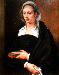 Portret van een dame in een witte sluier door Michele di Ridolfo Tosini
