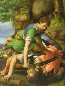 David onthoofdt Goliath door Michiel I Coxie or Coxcie
