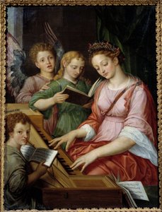 Sint Cecilia speelt klavecimbel door Michiel I Coxie or Coxcie