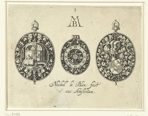 Twee horlogekasten en een wijzerplaat, ca. 1620-26 door Michiel Le Blon