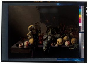 Stilleven met fruit en druiven