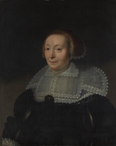 Portret van een vrouw met een kanten kraag