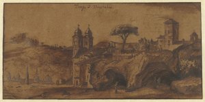 Gezicht op de SS Trinità dei Monti te Rome door Michiel van Overbeek