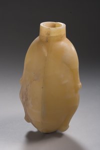 Tweedelig vat in de vorm van een eend (alabaster)