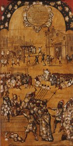 De verovering van Mexico, Paneel IV, c.1696-1715 door Miguel Gonzalez