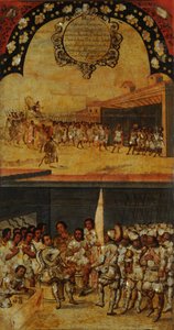 De verovering van Mexico, paneel XV, ca. 1696-1715 door Miguel Gonzalez