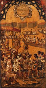 De Verovering van Mexico, Paneel X, c.1696-1715 door Miguel Gonzalez