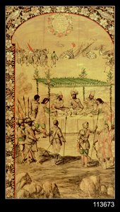 De verovering van Mexico: Hernando Cortes beveelt de vernietiging van de schepen en ontmoet de ambassadeurs van Montezuma in 1520