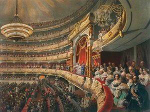 Auditorium van het Bolsjojtheater, Moskou, Rusland, 1856