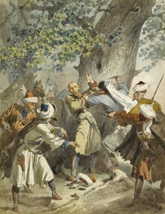Handen omhoog! Uit de Serie Scènes du Caucase door Mihaly von Zichy