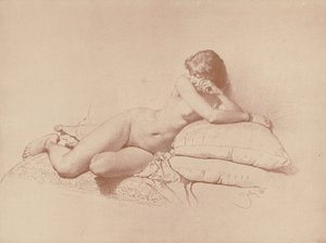 Studie van een liggende vrouwelijke naakt, 1885 door Mihaly von Zichy