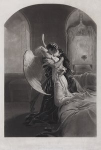 Tamara en Demon. Illustratie bij het gedicht De Demon van Mikhail Lermontov door Mihaly von Zichy