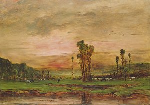 Avondlandschap met een kudde vee bij Jouy-en-Josas, 1881