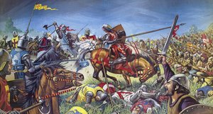 De Slag bij Bannockburn (kleurenlitho) door Mike (20th century) White