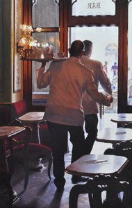 Dansende obers, 2019 (olieverf op linnen) door Mike Briscoe