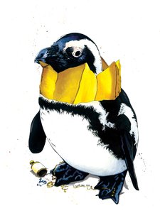 Kerstpinguïn op wit, 2020 door Mike Davis