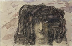 Demonenhoofd. Illustratie bij het gedicht De Demon door Mikhail Lermontov, 1890-1891 door Mikhail Aleksandrovich Vrubel