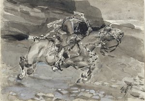 Ruiter. Illustratie bij het gedicht De Demon van Mikhail Lermontov, 1890-1891 door Mikhail Aleksandrovich Vrubel