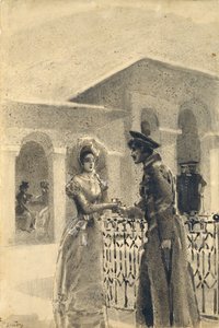 Prinses Maria en Grushnitsky. Illustratie bij de roman Een Held van Onze Tijd door Mikhail Lermontov, 1891 door Mikhail Aleksandrovich Vrubel