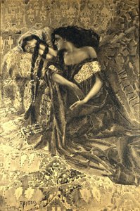 Tamara en Demon. Illustratie bij het gedicht De Demon van Mikhail Lermontov