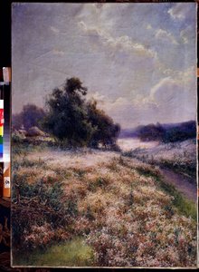 Bloeiende weide door Mikhail Andreyevich Berkos