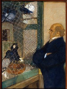 Charles Darwin (1809-1882) in het duivenhok in Downe, werk van Mikhail Dmitrievich Ezuchevsky (1880-1928), pastel op karton
