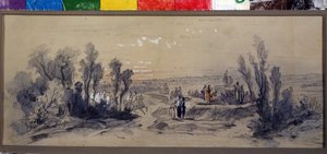 Gordijnontwerp voor de opera "Mazeppa" door P. Tchaikovsky door Mikhail Ilyich Bocharov