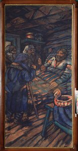 Het huwelijk van grootvorst Vladimir I Sviatoslavich (de Grote of Rood de Zon, 958-1015). Vladimir ligt in bed, omringd door drie oude mannen.