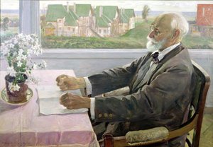 Ivan Petrovich Pavlov (1849-1936) in zijn Huis in Koltushy, nabij St. Petersburg, 1935 door Mikhail Vasilievich Nesterov