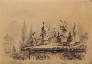 Georgische vrouwen op het dak Lezghinka, 1837