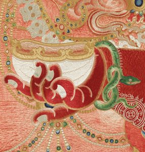 Detail van keizerlijk geborduurde zijden Thangka door Ming Dynasty Chinese School