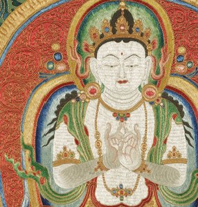 Detail van Keizerlijk Geborduurde Zijde Thangka door Ming Dynasty Chinese School