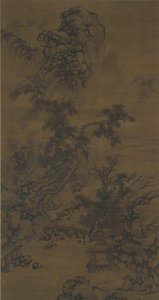 Luisteren naar de dennen in een paviljoen aan de rivier door Ming Dynasty Chinese School