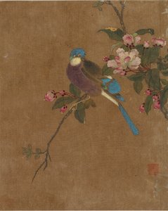 Tien afbeeldingen van vogels en bloemen (kleur op zijde)