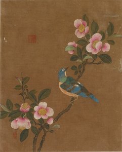 Tien afbeeldingen van vogels en bloemen (kleur op zijde)