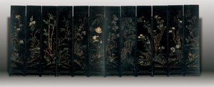 Twaalfdelig Coromandel Scherm, Weiping door Ming Dynasty Chinese School