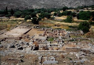 Minoïsche beschaving: uitzicht op de ruïnes van het paleis van Zakros