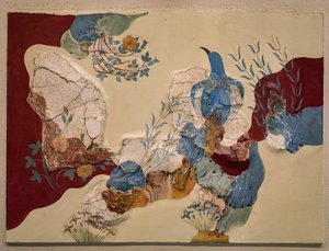 Blauwe vogel Fresco of De blauwe vogel van Kreta. Knossos