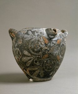 Griekse kunst: keramische pot in de stijl van Kamares. Uit Knossos. 1900-1700 v.Chr. Heraklion, Archeologisch Museum door Minoan