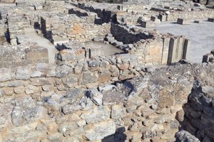 Minoïsche archeologische site van Phaistos. Noordoostelijk complex. Deze kamers werden gebruikt om waardevolle rituele vaten op te slaan. De beroemde 