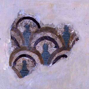 Spiraalband en bloemen uit Knossos, Kreta, c.1500 v.Chr. (fresco) door Minoan