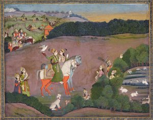 Sultan Baz Bahadur en Roopmati, ca. 1735 door Mir Kalan Khan